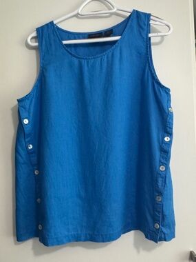 Rachel Roy, Size L, 100% Linen, Color blue